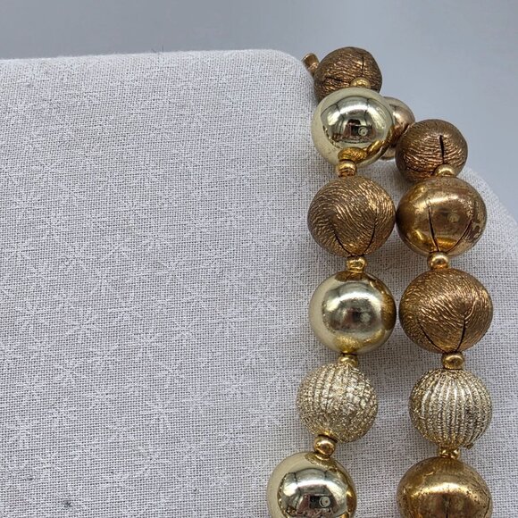 LISNER Statement Vintage Double Strand Gold Tone & Crystal Bead Necklace - Picture 4 of 8